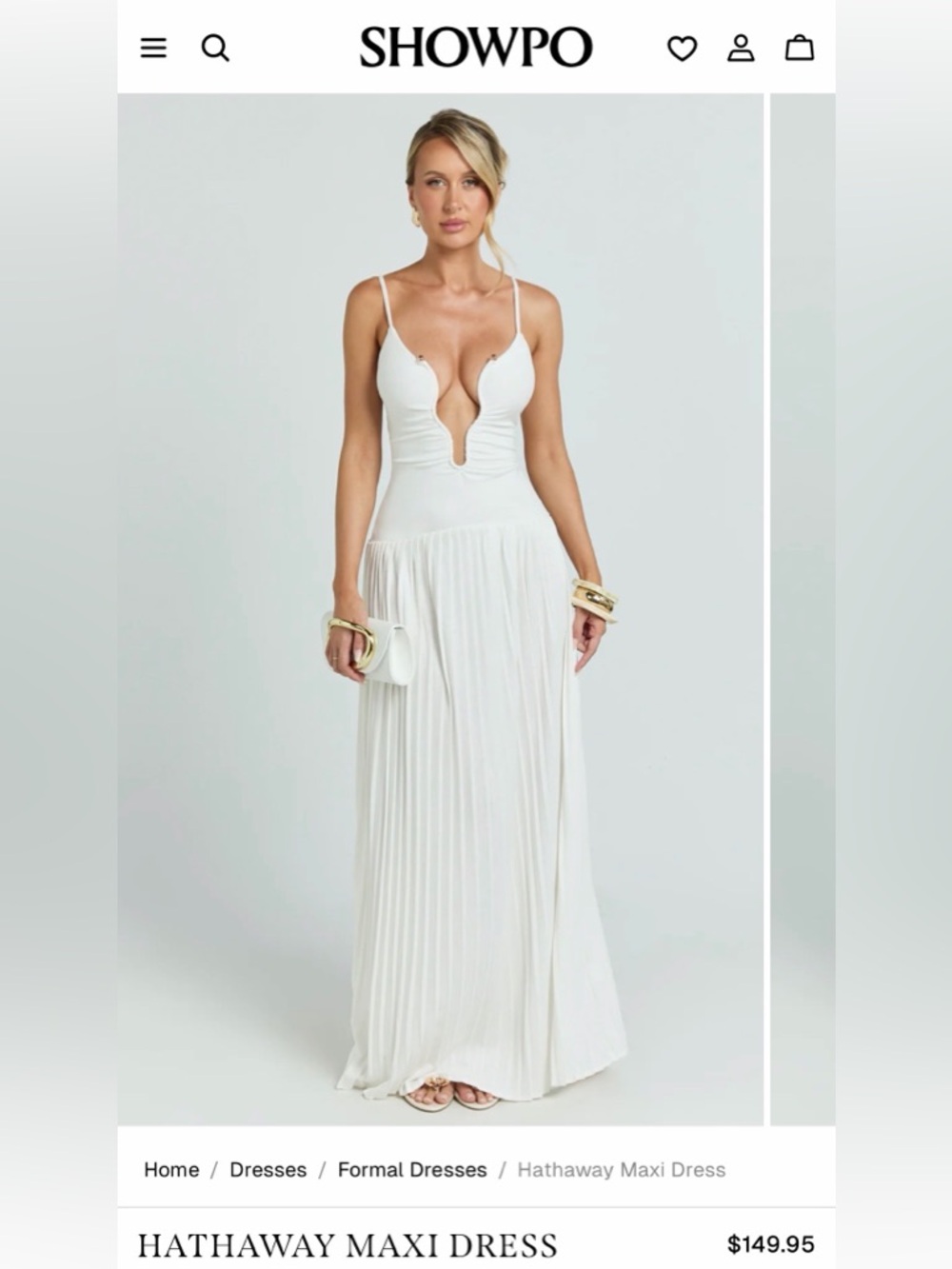 Showpo. Hathaway Maxi Dress in White